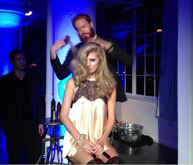 getting boudoir hair by adam livermore at oribe intercoiffeur event