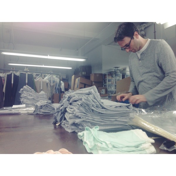 Between the Sheets Green America award nominee- Made in NYC behind the scenes at New york city factory, cofounder Josh packing and inspecting