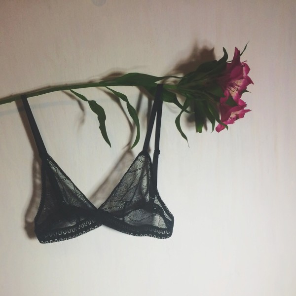 petal play black lace bralette