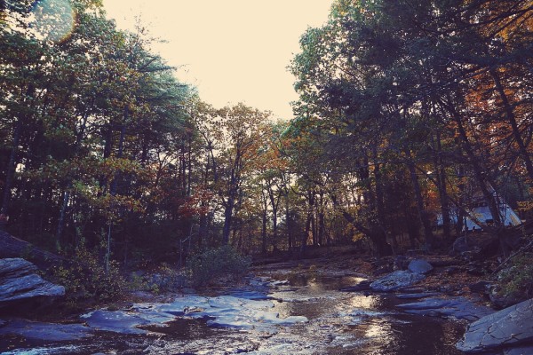 BTS photoshoot in Woodstock NY - behind the scenes stream behind our cabin