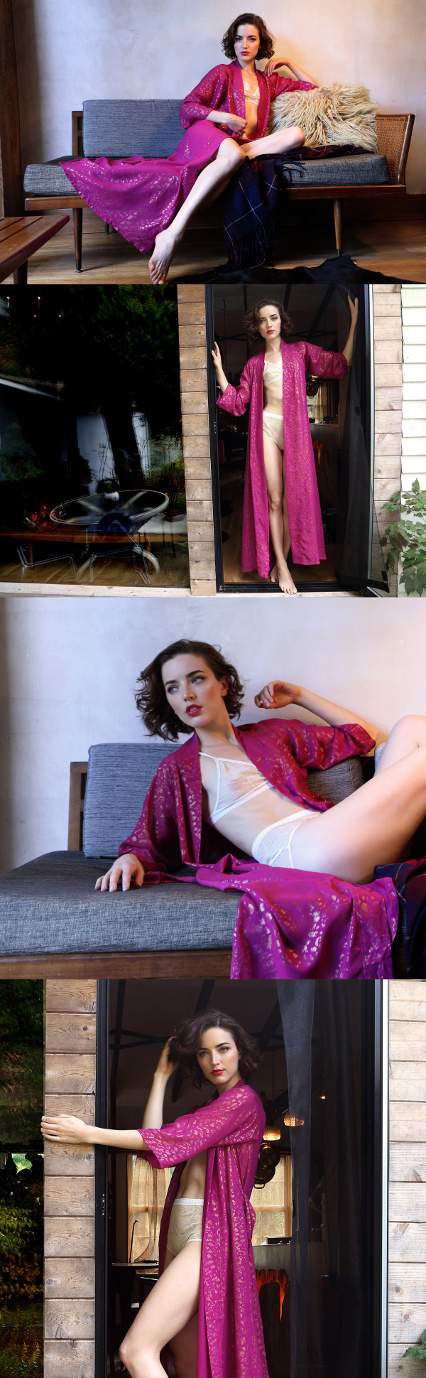 BTS Lingerie - Into the Woods Lookbook: ivory bra and panty & sheer pink robe