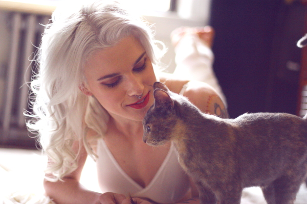 casey - tattood beauty in lingerie w/ kitten  on BTS blog