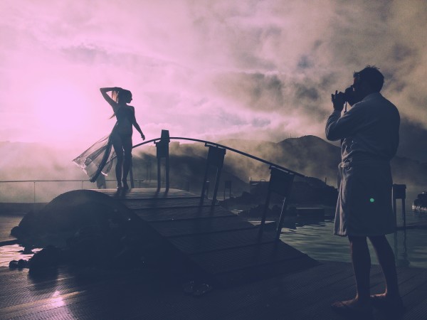 Josh shooting Arden in Andromeda collection at Blue Lagoon Iceland