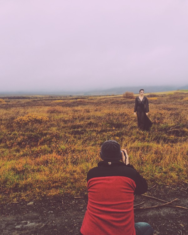 Andromeda Behind the Scenes josh taking photo of Arden Golden Circle in Iceland