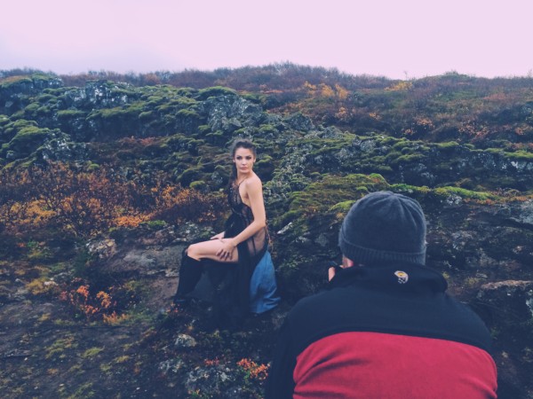 Andromeda Behind the Scenes josh taking photo of Arden Golden Circle in Iceland