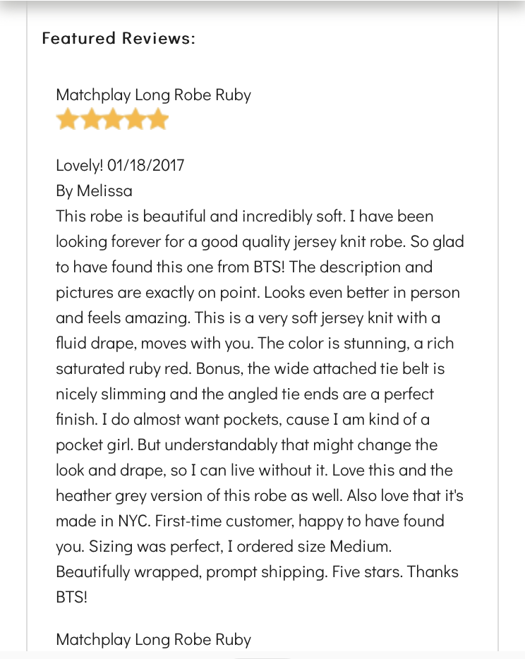 A featured review of our matchplay robe.
