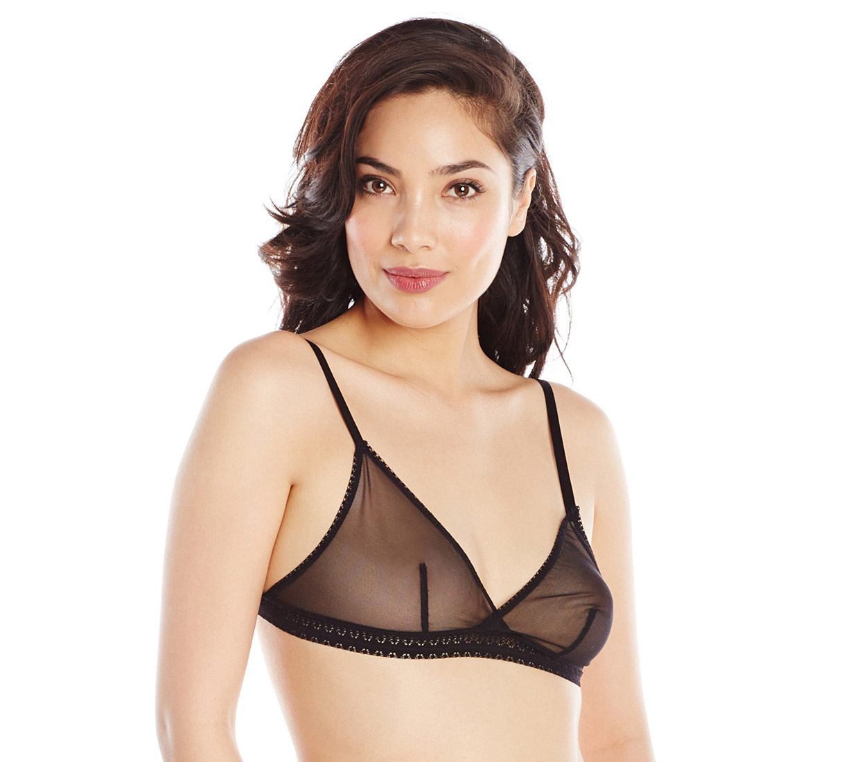 HUGO Sheer Mesh Bralette With Branded Straps