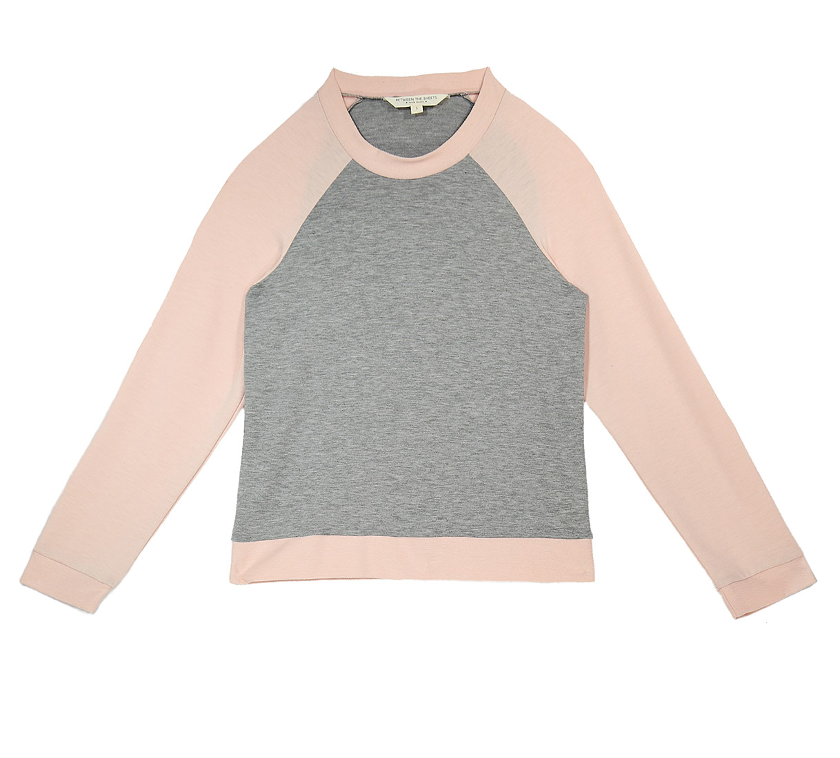 Make a Pass Heather Grey Pink Raglan Long Sleeve Pullover | Color Blocked Warmups | Luxury Athleisure | Between the Sheets Loungewear