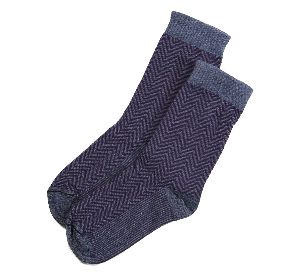 Herringbone Crew socks in Purple Blue  | Patterned Ankle Socks | Playful Sophisticated Legwear at Between the Sheets