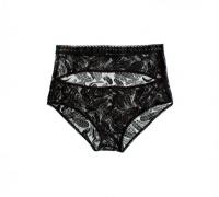 Birds of Play Feather lace Ouvert Hi-waist Knicker in Midnight - Between the Sheets Collection | Luxury Designer Lingerie | Luxury Sleepwear | Directional Design | BTS lingerie Made in USA