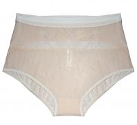 Petal Play Ouvert Hiwaist Knicker in Peony | Luxurious Peach Lace Lingerie | Between the Sheets Fine Intimates