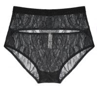 Petal Play Ouvert Hiwaist Knicker in Black | Luxurious Black Lace Lingerie | Between the Sheets Fine Intimates