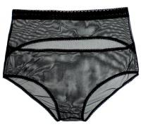  Airplay Ouvert Hiwaist Knicker in Midnight | Luxurious Sheer Mesh Lingerie | Between the Sheets Designer Intimates