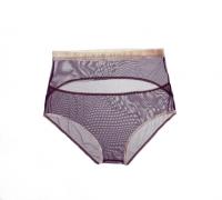 Airplay Sheer Ouvert Hiwaist Knicker in Wine | Luxurious Sheer Mesh Lingerie | Between the Sheets Designer Intimates