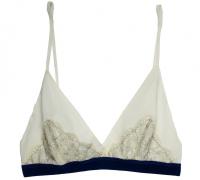 Arabesque Ivory/Navy Cotton Silk & Lace Soft Bralette | Luxury Designer Lingerie | Layla L'obatti Couture Lingerie for Between the Sheets 