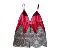 Deco Lace Camisole red - Layla L'obatti Couture Silk Lingerie