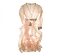 Sheer Romance Dressing Gown Robe in Peach | Couture Silk Lace Nightwear | Specimens of Seduction by Layla L'obatti 