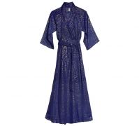 Leopard Play Cobalt Gold Robe | Gold Print Luxury Nightwear|  Designer Loungewear Chiffon | Between the Sheets Sleepwear