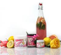  Tickled Pink Lemonade Bath & Body Trio - Beach Bombshell Collection | Margarita Bloom for Between the Sheets Beauty | Deliciously Decadent Luxury Bath & Beauty Treats | Soothe - Pink Himalayan Sea Salt | Exfoliate - Salt Scrub | Soften - Macadamia Butter