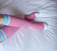 Red White Stripe Knee High socks | Striped Sock | Playful Legwear at Between the Sheets
