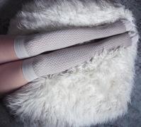 Oatmeal Tonal ZigZag Over the Knee socks  | Patterned Socks | Playful Sophisticated Legwear at Between the Sheets