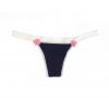 Thong in Dusk/Navy with Dawn/Ivory lace trim- Come Out and Play by Between the Sheets Collection | Luxury Lingerie | Designer Lingerie | Made in USA Image