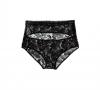 Birds of Play Feather lace Ouvert Hi-waist Knicker in Midnight - Between the Sheets Collection | Luxury Designer Lingerie | Luxury Sleepwear | Directional Design | BTS lingerie Made in USA Image