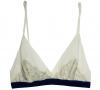 Arabesque Ivory/Navy Cotton Silk & Lace Soft Bralette | Luxury Designer Lingerie | Layla L'obatti Couture Lingerie for Between the Sheets  Image