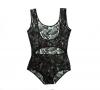 Birds of Play cutout Bodysuit in Midnight | Exclusive Feather Lace Designs | Between the Sheets Image