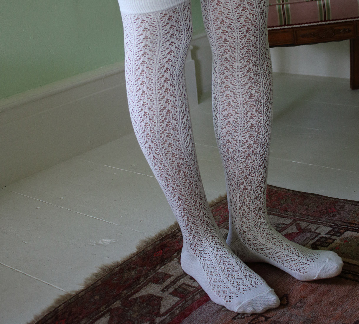 Cotton Over knee fashion socks high OVERKNEE CROCHET FINE KNIT POINTELLE