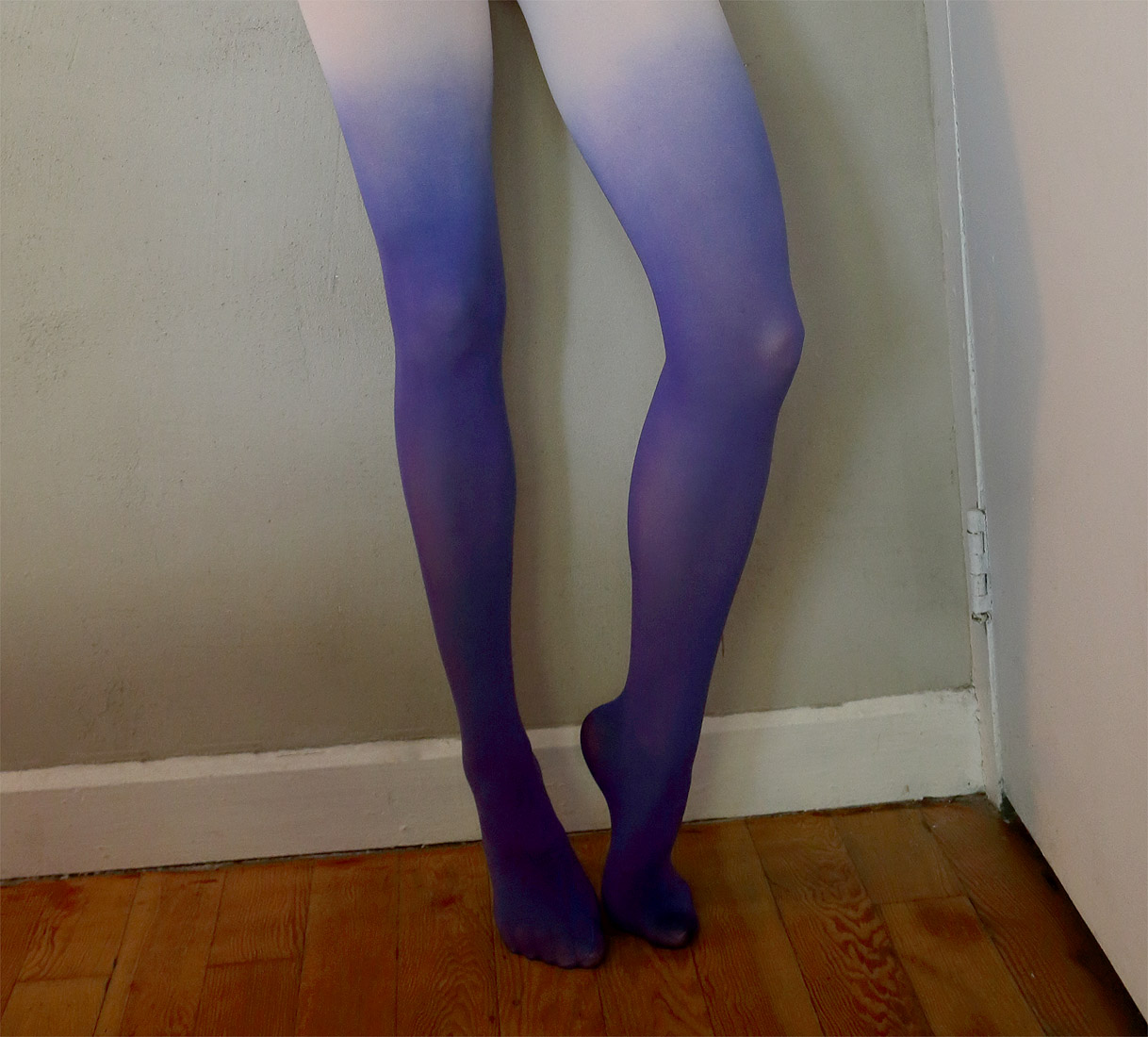 Ombre Gradient 80D Tights Pantyhose Magenta Purple or Blue with Black One Size